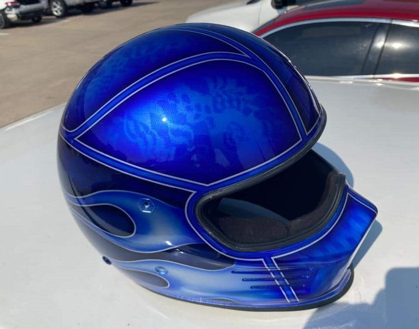 candy plasma blue motorcycle helmet Adult MOTOCROSS ATV OFFROAD Typhoon S wicking fabric that keeps your head cooler and more comfortable Indie metalflake 3/4 Helmet blue