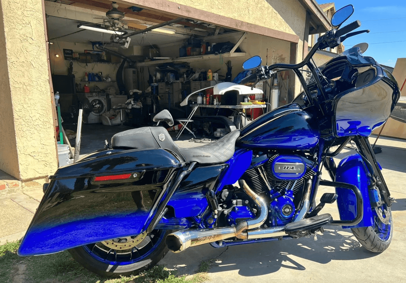 Tamco Paint My Boy Blue and Murdered Out Black 2.0 on Harley Davidson Road Glide