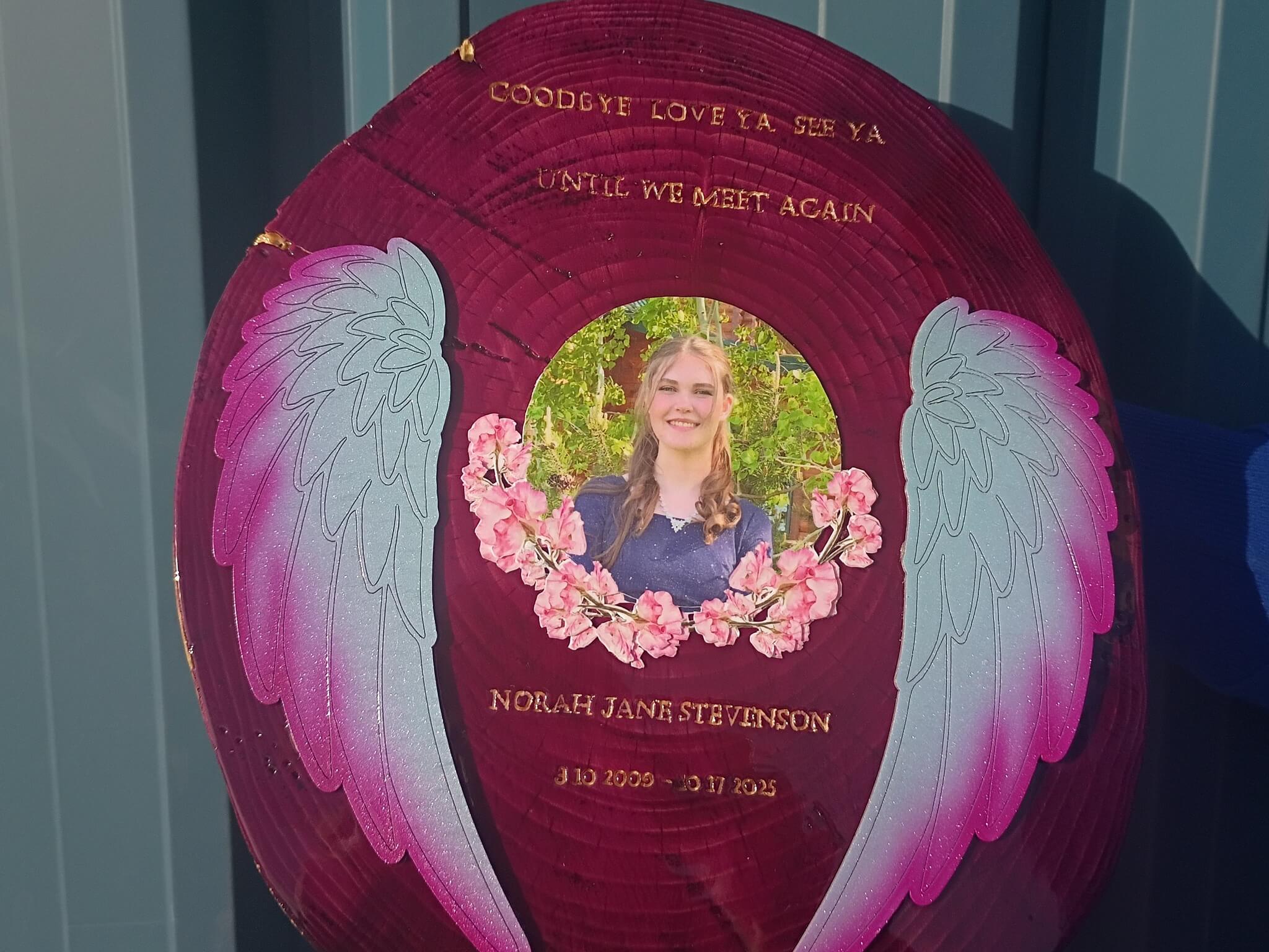 Tamco Paint Violet Whisper Wood Stain on Wooden Memorial Plaque
