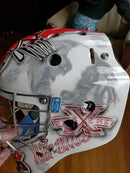 Tamco Paint customized goalie mask Blizzard of Ozz White Pearl