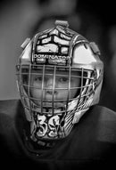 Tamco Paint customized goalie mask Blizzard of Ozz White Pearl