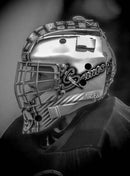 Tamco Paint customized goalie mask Blizzard of Ozz White Pearl