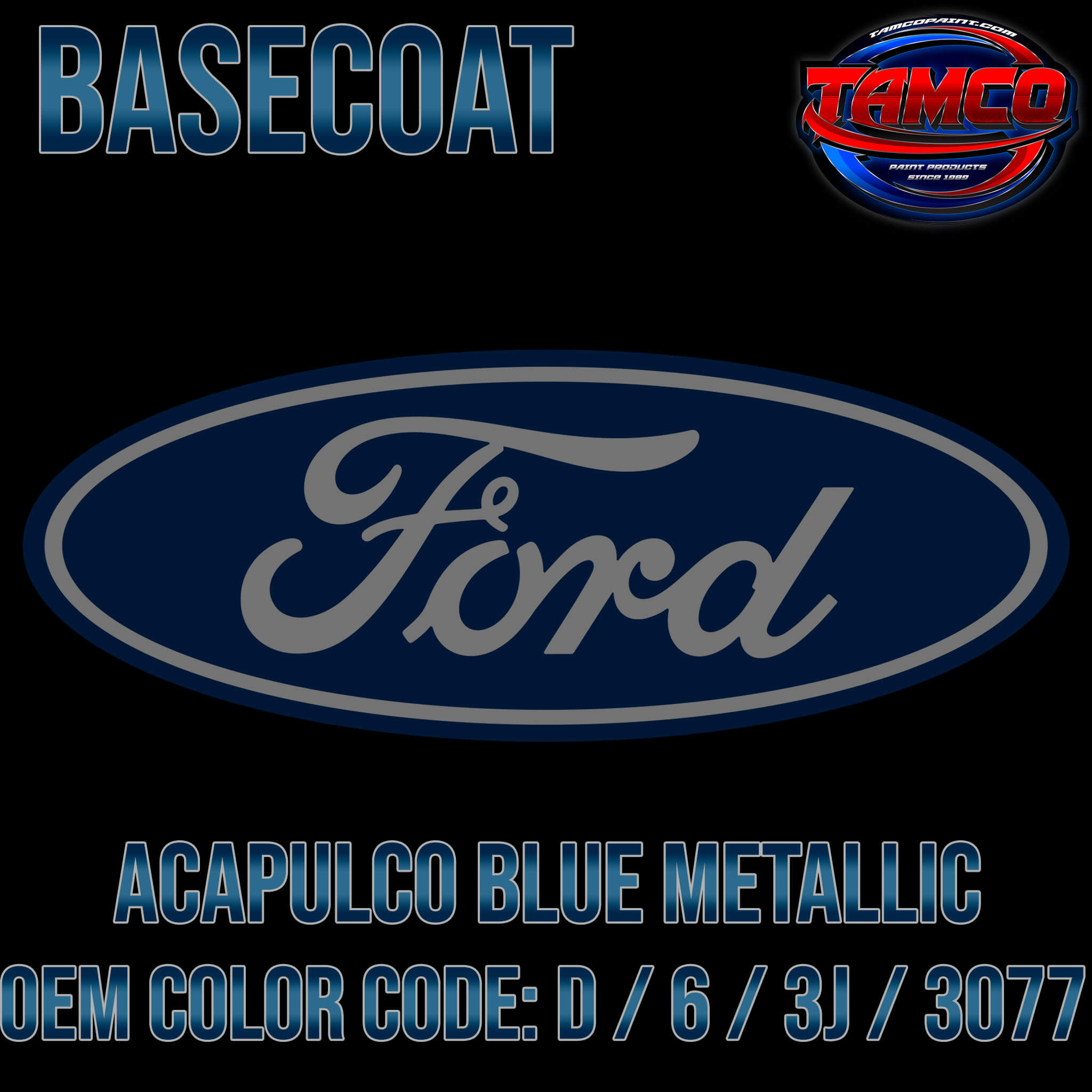 Ford Acapulco Blue Metallic | D / 6 / 3J / 3077 | 1967-1972 | OEM Base