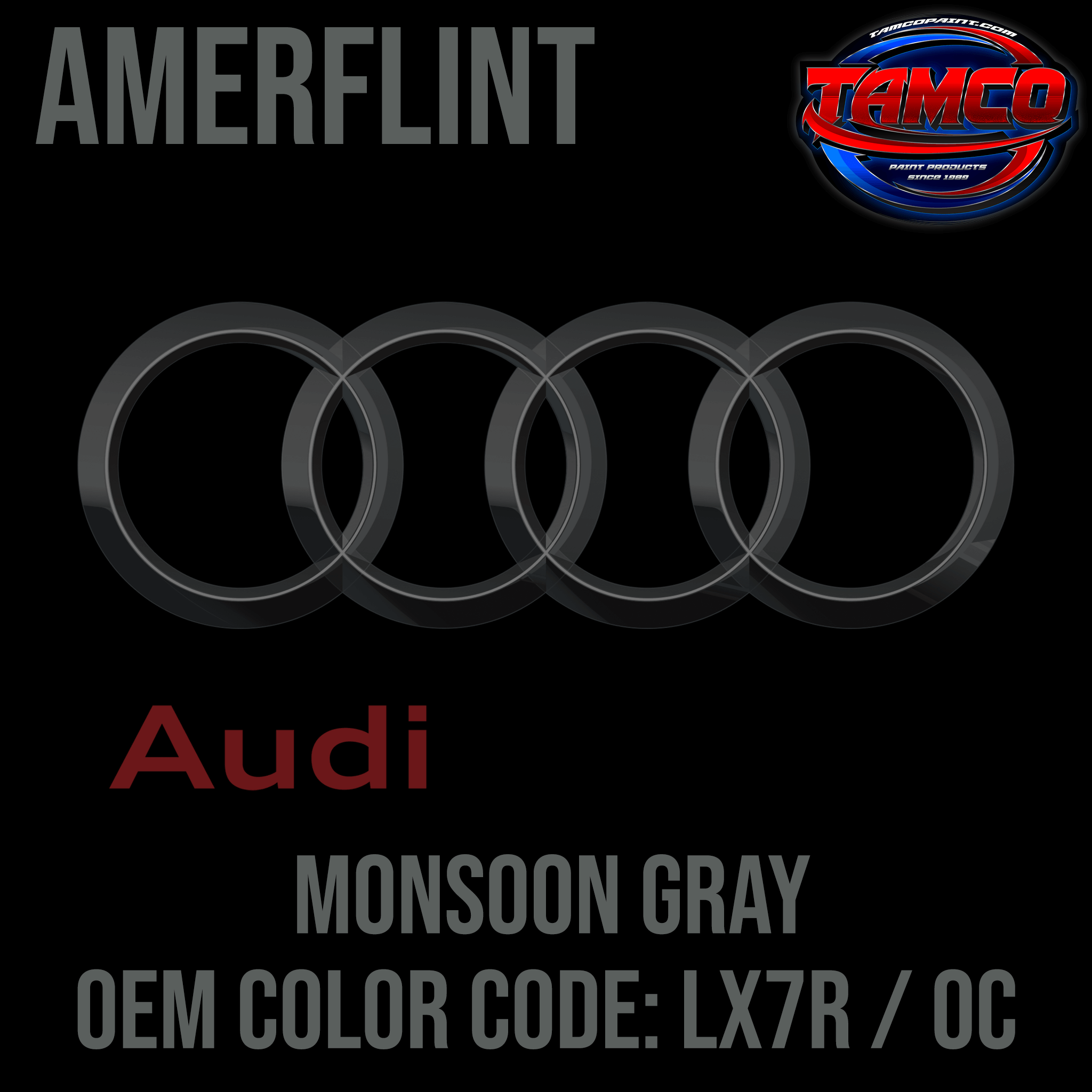 Tamco Paint Audi Monsoon Gray OEM Color Code: LX7R / 0C Amerflint