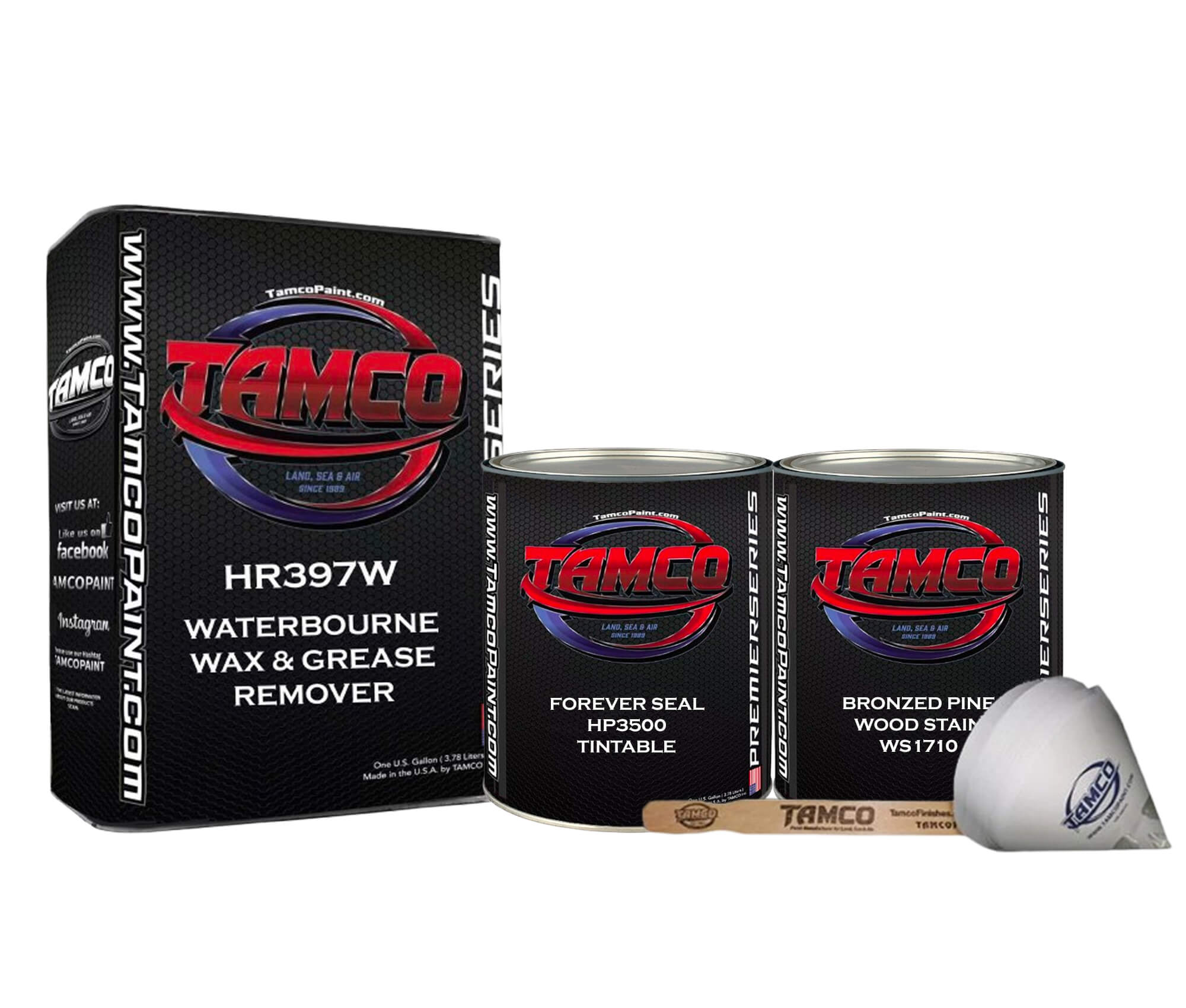 Tamco Paint Bronzed Pine Wood Stain Quart with HR397W Waterbourne Wax & Grease Remover