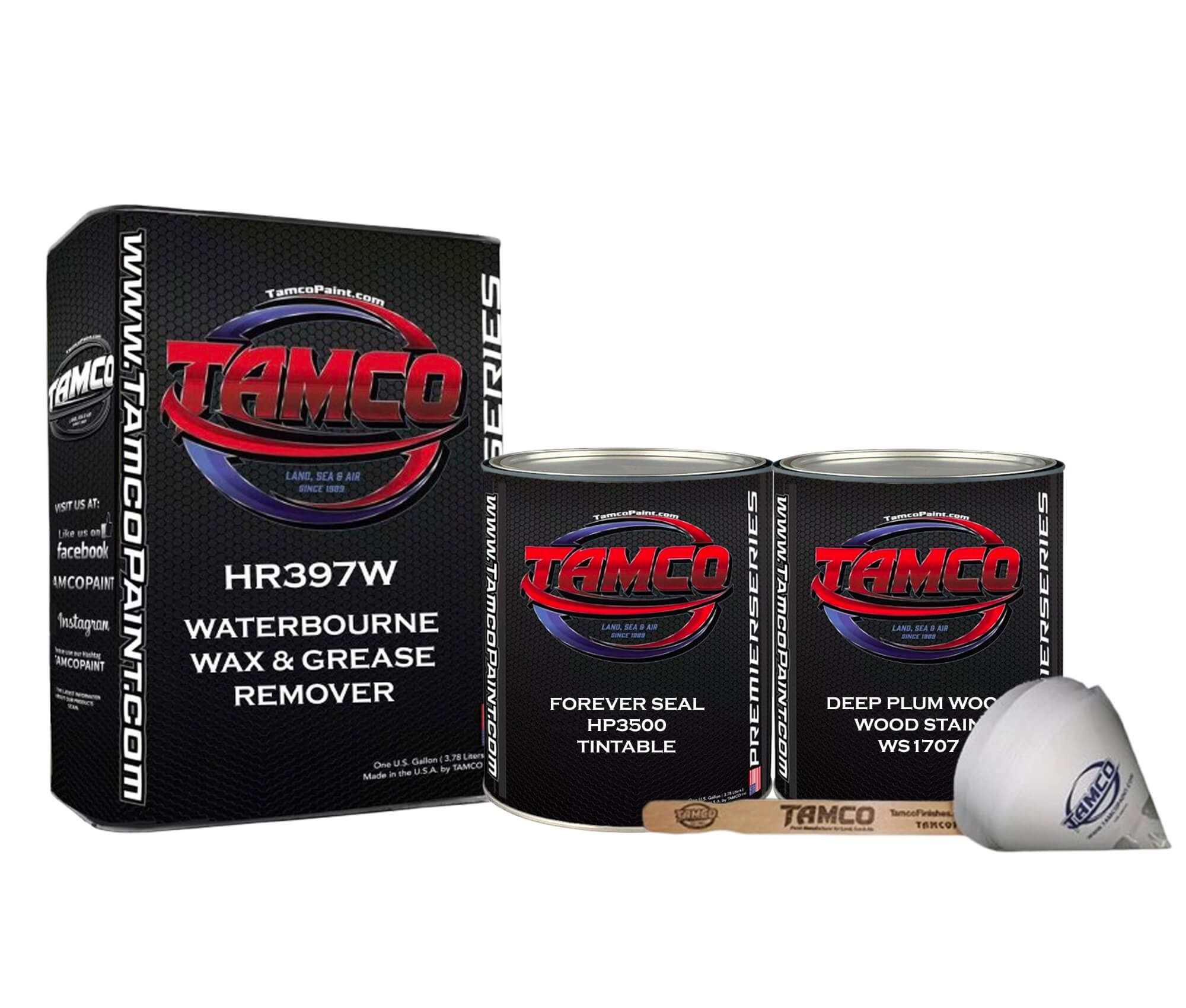 Tamco Paint Deep Plum Wood - Wood Stain Quart with HR397W Waterbourne Wax & Grease Remver