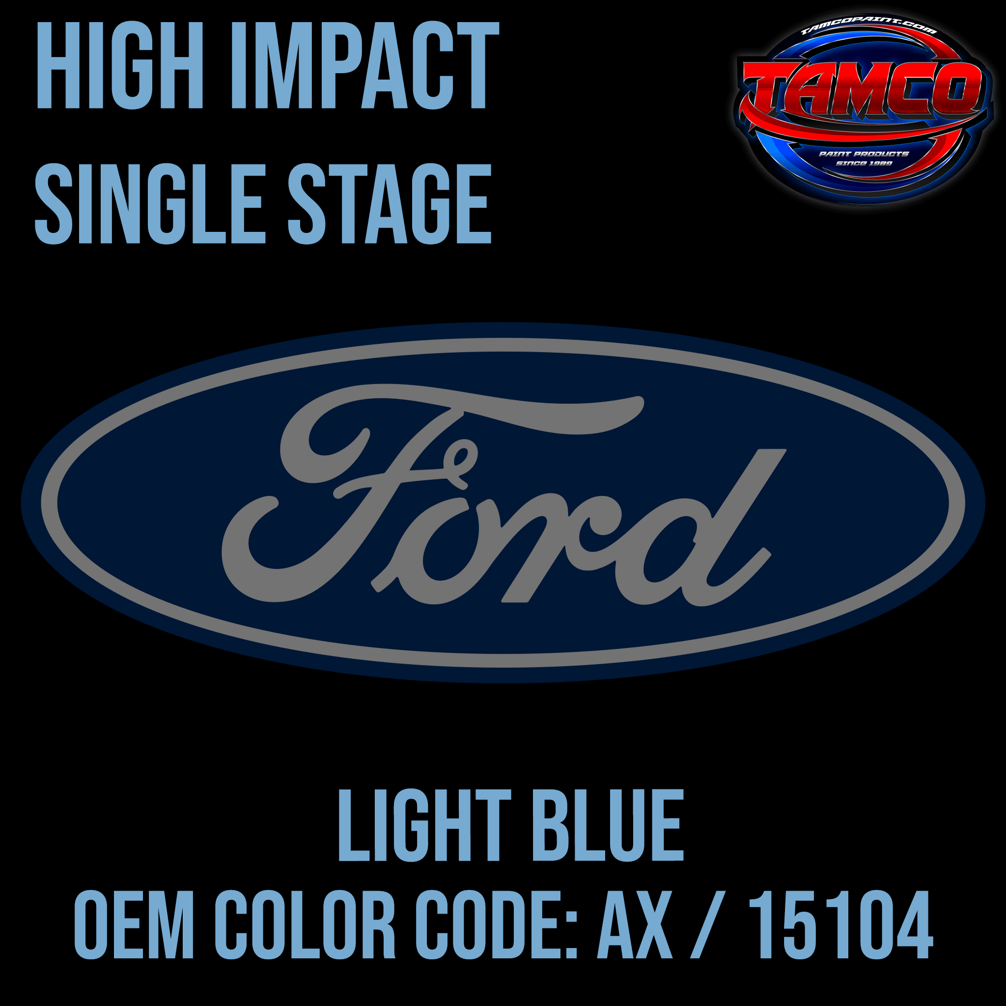 Tamco Paint Ford Light Blue OEM Color Code: AX / 15104 High Impact SS