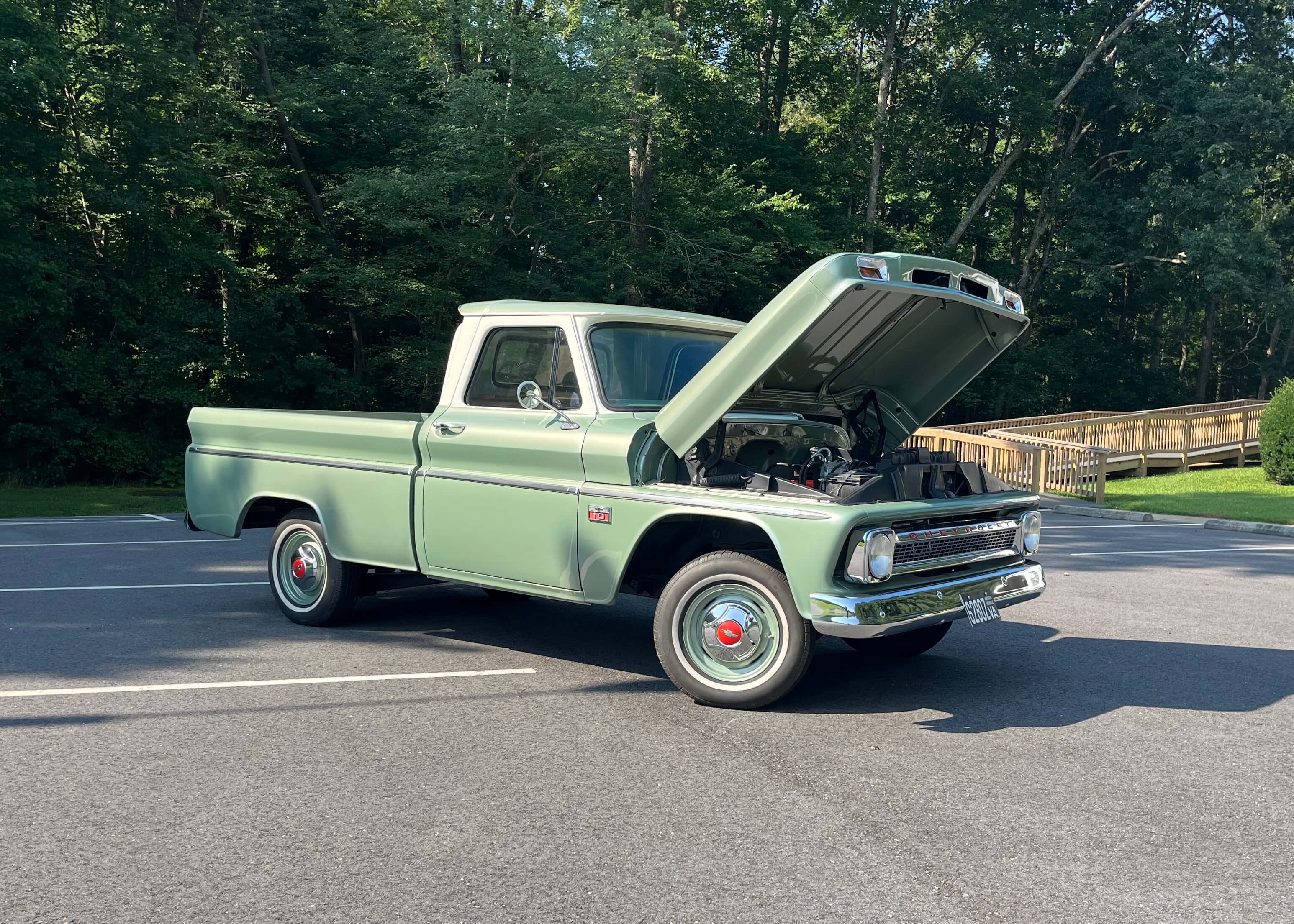 Tamco Paint GM Willow Green Metallic and Ford Wimbledon White on 1964 Chevrolet C10