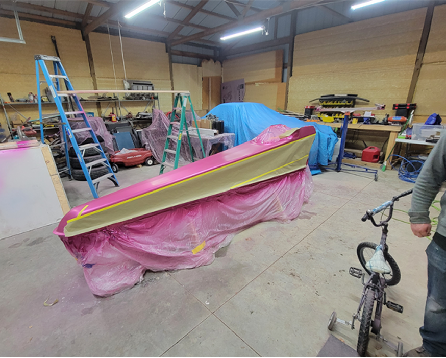 Tamco Paint You Cant Sit With Us Pink on 2002 Miller 4 Link Dragster