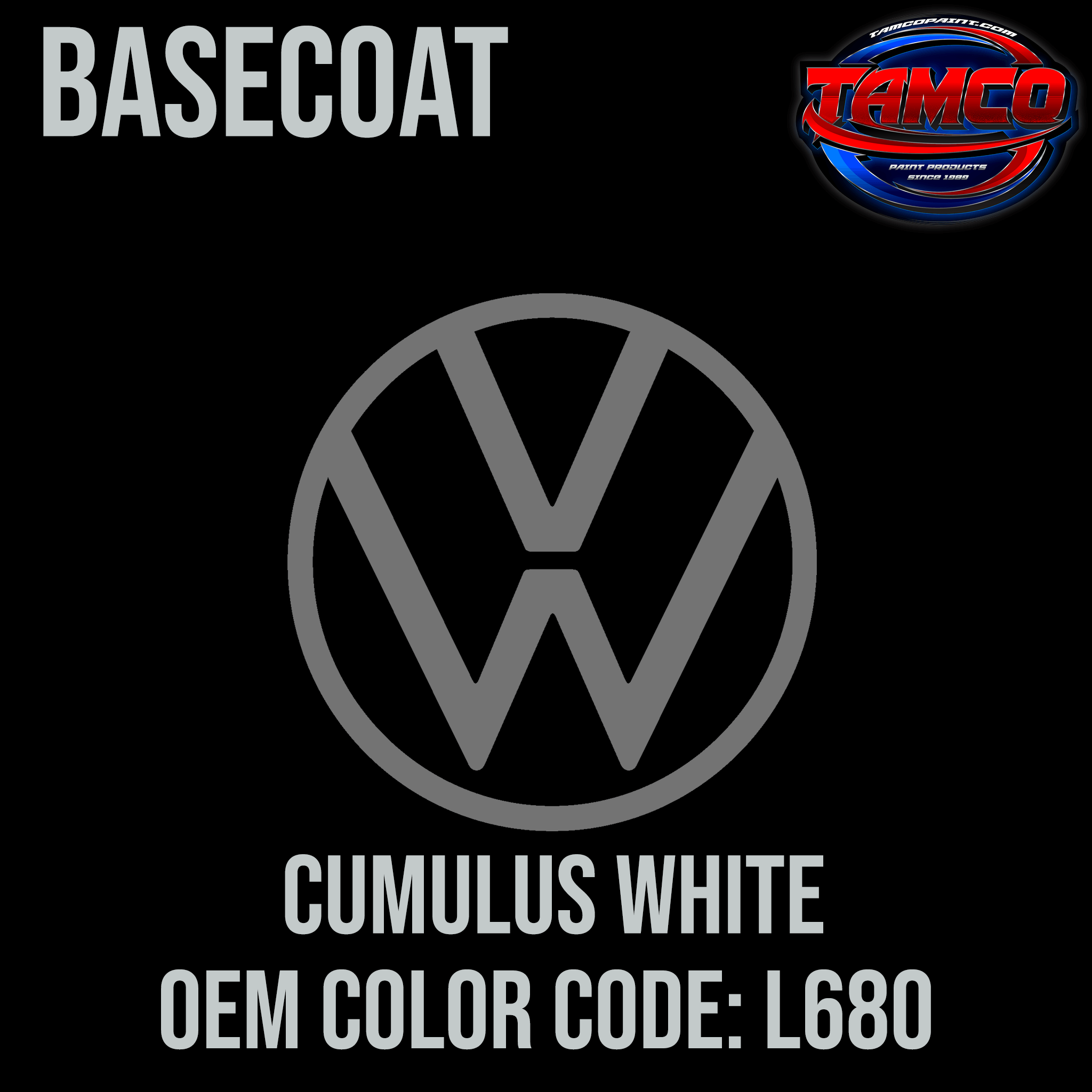 Tamco Paint Volkswagen Cumulus White Code L680 OEM Basecoat
