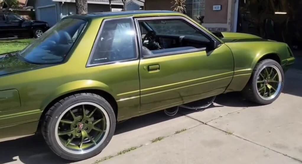 Yuengling Green Car 1986 Ford Mustang