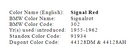 Signal Red OEM Basecoat list