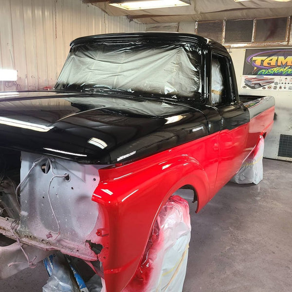 Tamco Paint's HB9900 Jet Black & HB9902 Bright Red Basecoat in Ford F100