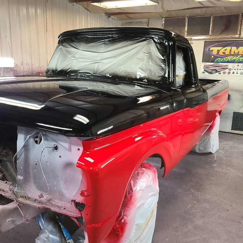 Tamco Paint's HB9900 Jet Black & HB9902 Bright Red Basecoat in Ford F100
