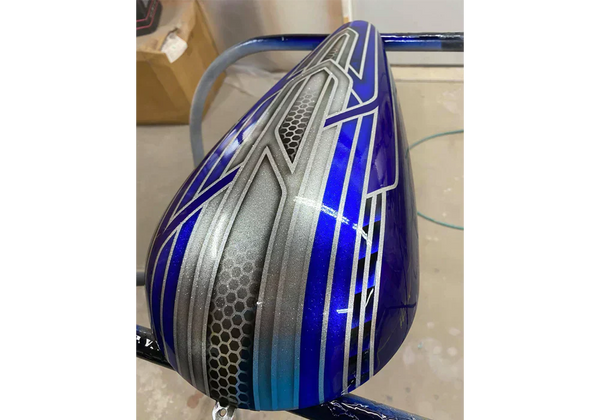 Tamco Paint Socal Blue Candy Concentrate in Motorcycle Gas Tank