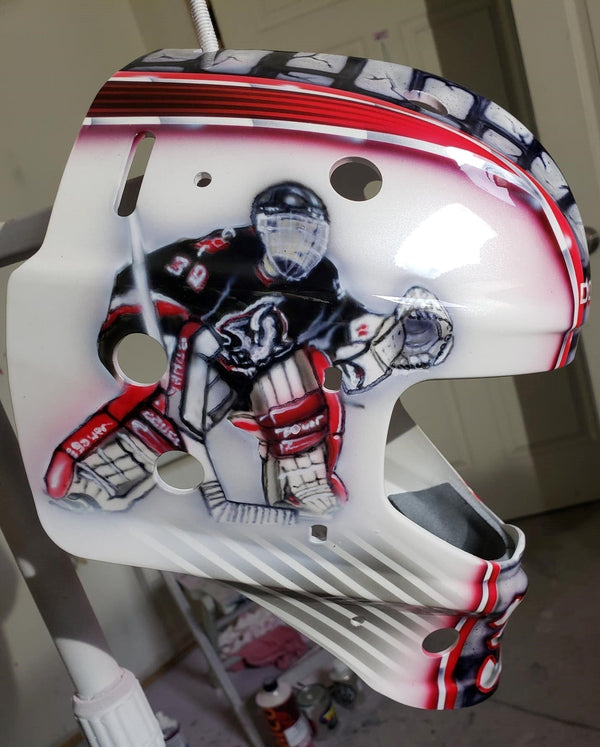 Tamco Paint Blizzard Of Ozz White Pearl and Tamco Intensity in Hockey Helmet