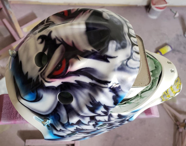 Tamco Paint Blizzard Of Ozz White Pearl and Tamco Intensity in Helmet