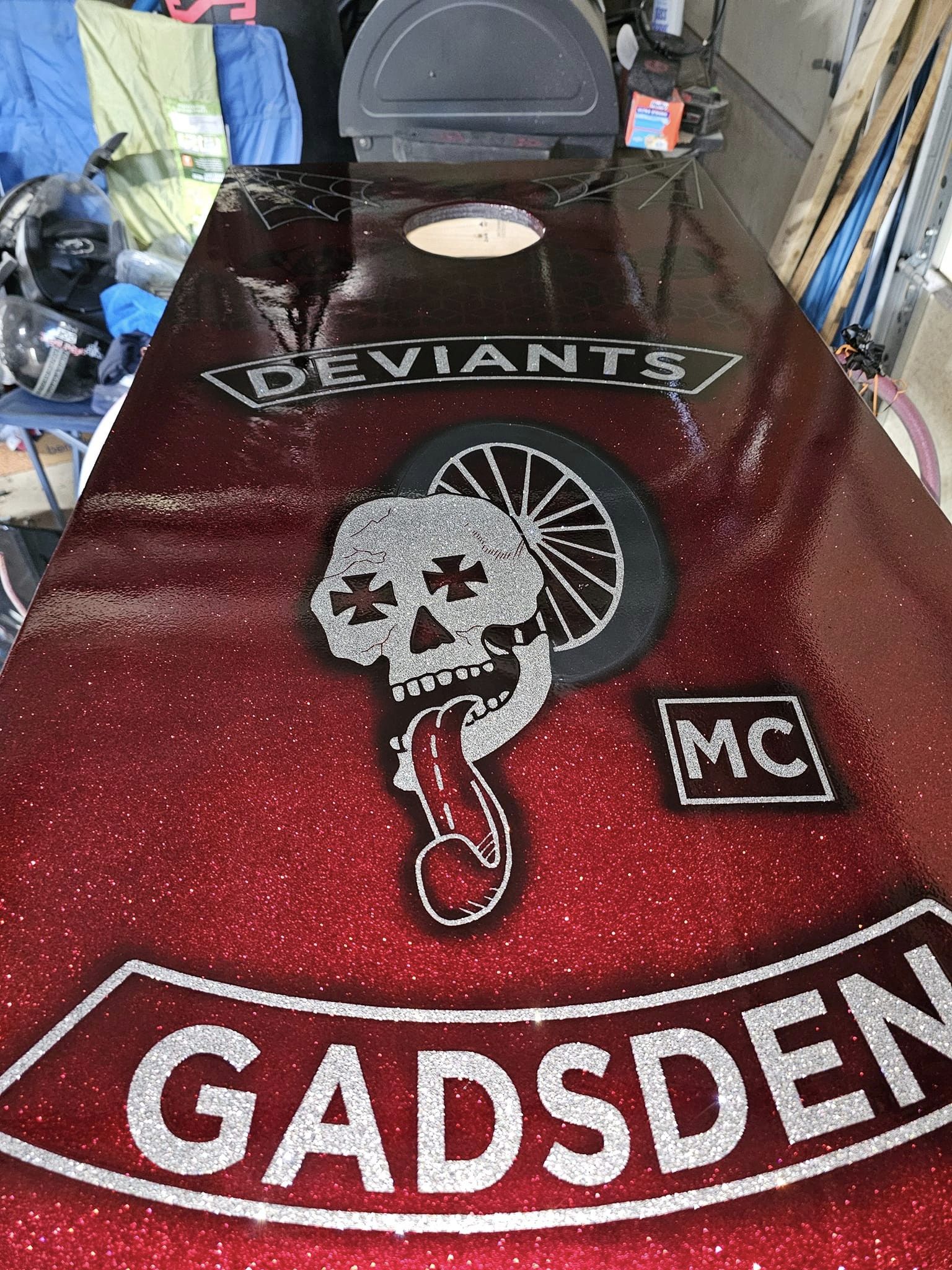 Tamco Paint OG Red Candy Concentrate in Cornhole Board