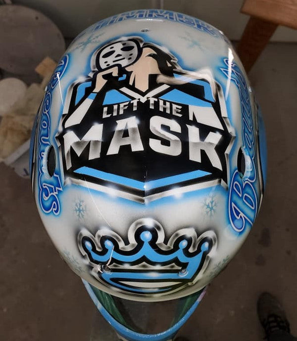 Tamco Paint Blizzard Of Ozz White Pearl and Tamco Intensity in Hockey Helmet