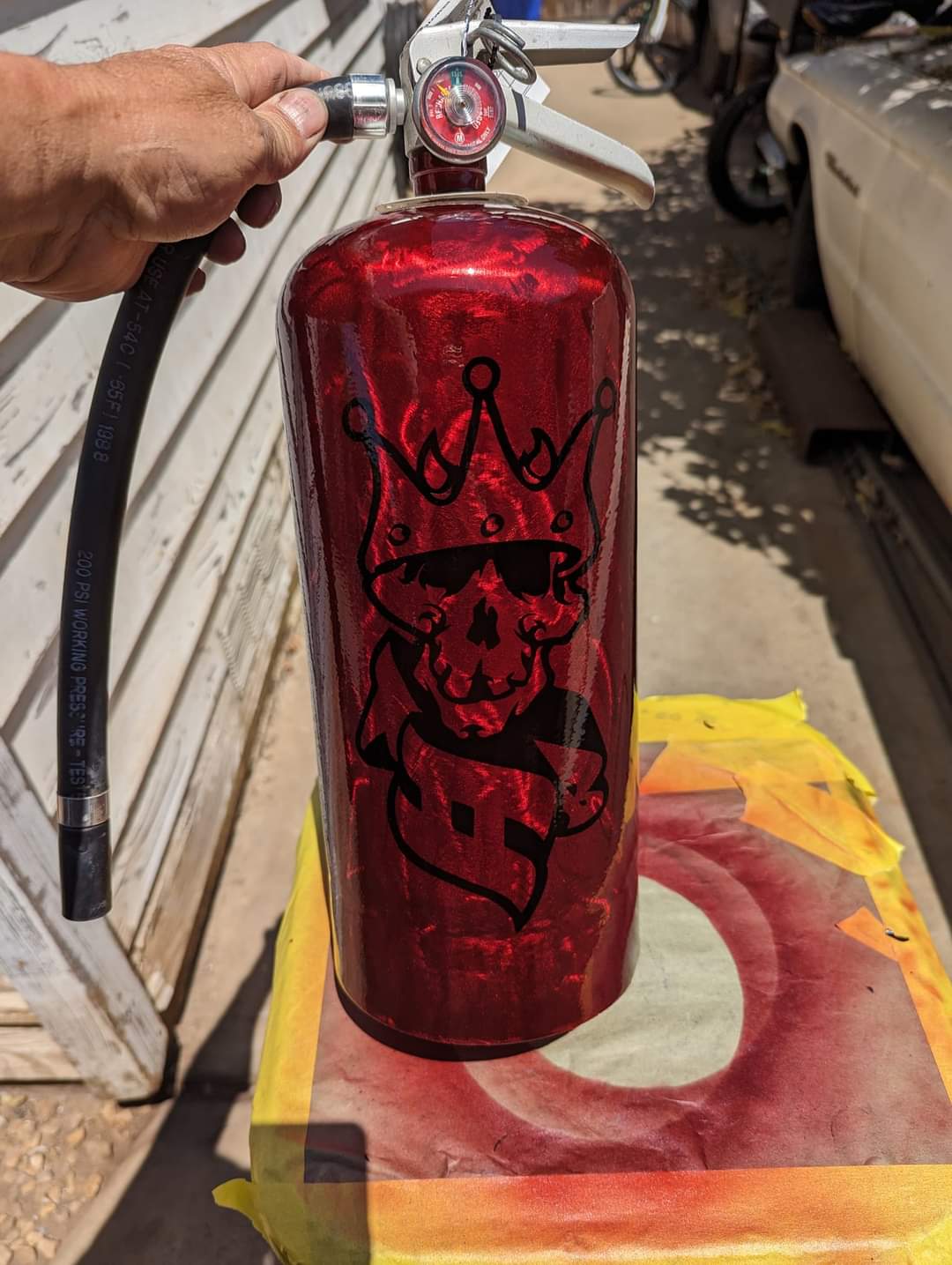 Tamco Paint OG Red Candy Concentrate in Decorative Fire Extinguisher