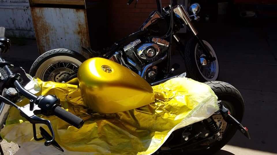 Tamco Paint Limeade Candy Pearl on Motorcycle Gas Tank