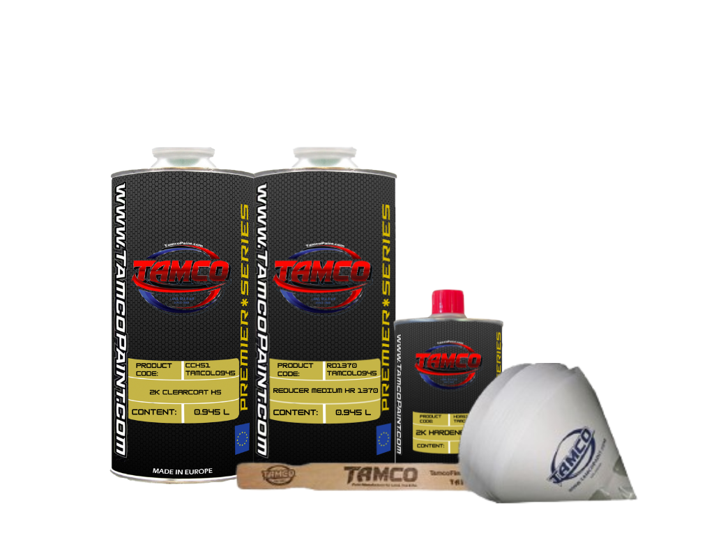 Tamco Paint 2K Clearcoat HS with 2K Hardener HS and HR1370 Reducer Quart