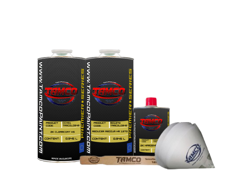 Tamco Paint 2K Clearcoat HS with 2K Hardener HS and HR1370 Reducer Quart