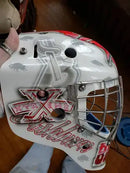 Tamco Paint customized goalie mask Blizzard of Ozz White Pearl