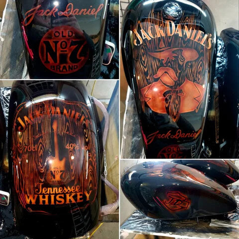 Tamco Candies 2K Candy Black Metal Jack Daniels Custom Painted Motorcycle Gas Tank