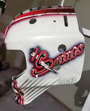 Tamco Paint customized goalie mask Blizzard of Ozz White Pearl