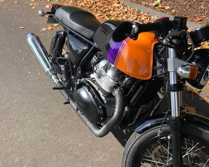 Tamco Paint AG900 Jet Black & Purple Pop Pearl on Royal Enfield Continental GT 650