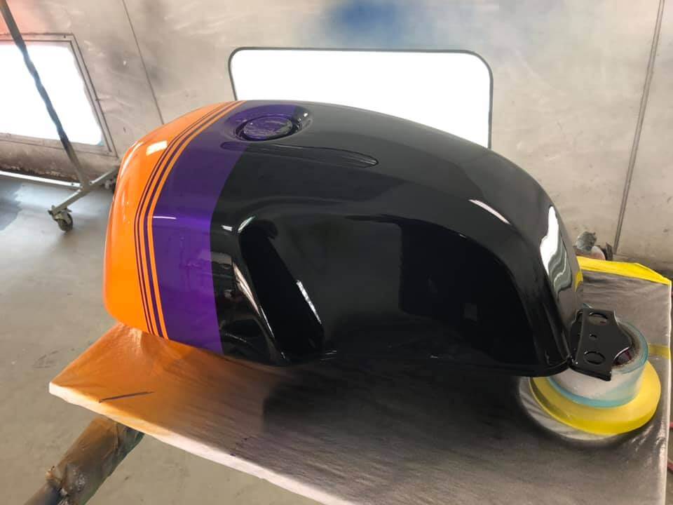 Tamco Paint AG900 Jet Black & Purple Pop Pearl on Royal Enfield Continental GT 650
