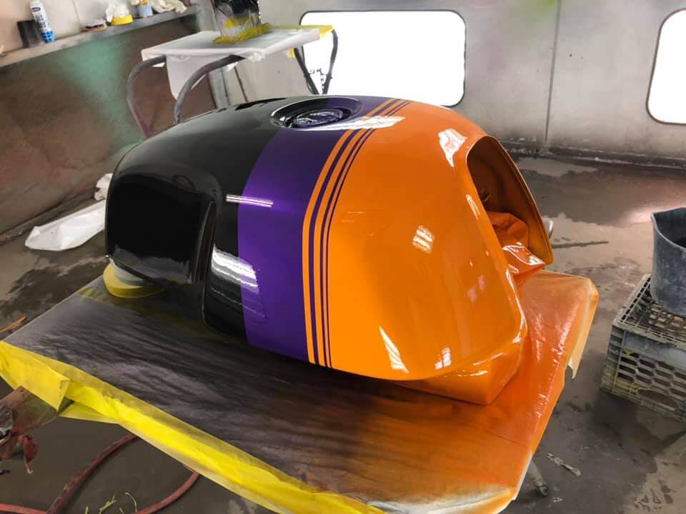 Tamco Paint AG900 Jet Black & Purple Pop Pearl on Royal Enfield Continental GT 650