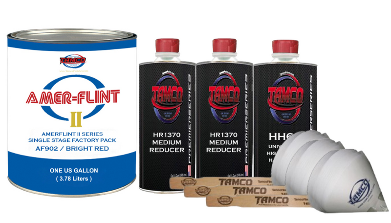 Tamco Paint Amerflint II Single Stage Factory Pack Kit Bright Red Gallon with HR1370