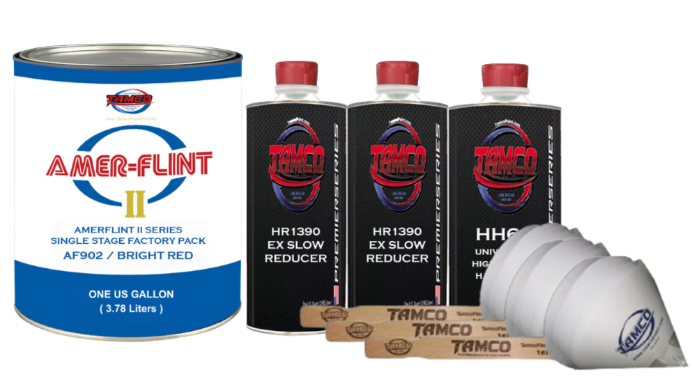 Tamco Paint Amerflint II Single Stage Factory Pack Kit Bright Red Gallon with HR1390