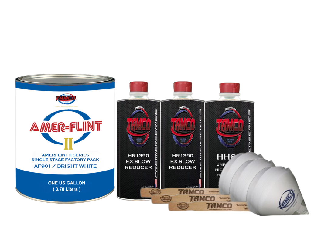 Tamco Paint Amerflint II Single Stage Factory Pack Kit Bright White Gallon with HR1390