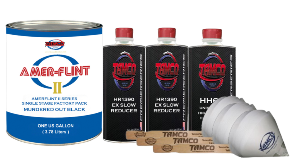 Tamco Paint Amerflint II Single Stage Factory Pack Kit Murdered Out Black Gallon with HR1390
