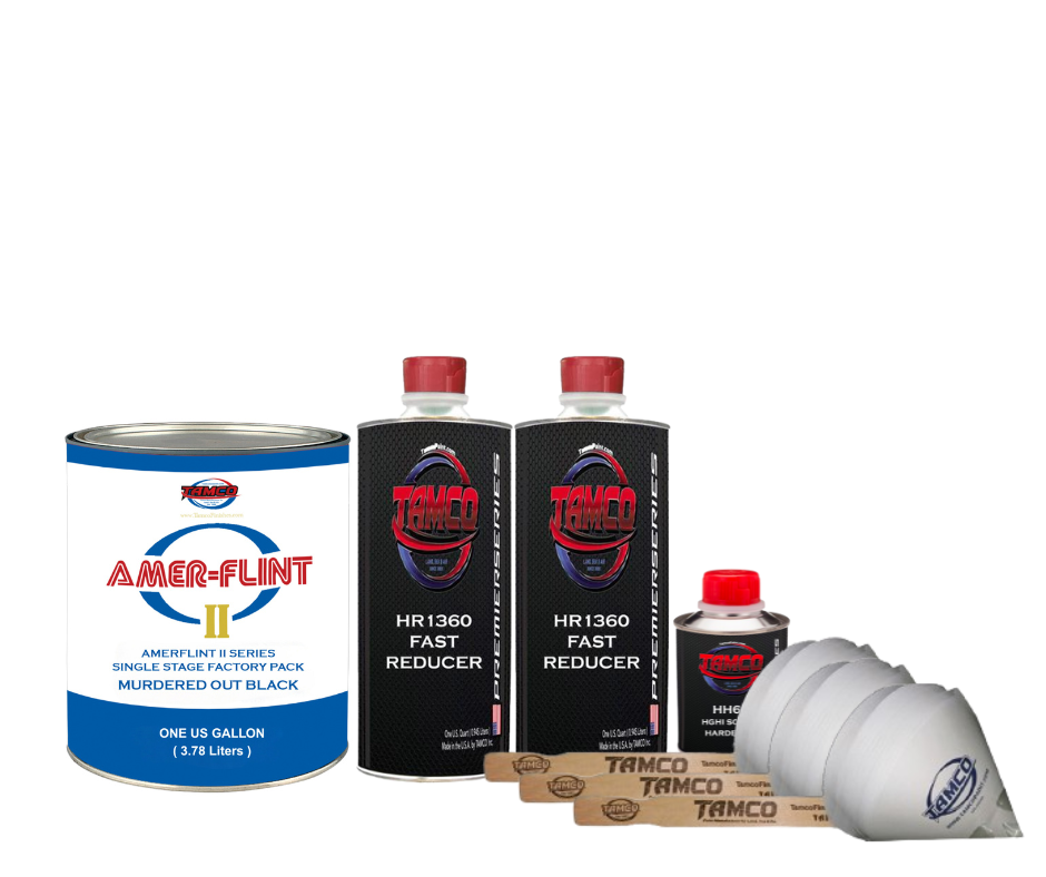 Tamco Paint Amerflint II Single Stage Factory Pack Kit Murdered Out Black Quart with HR1360