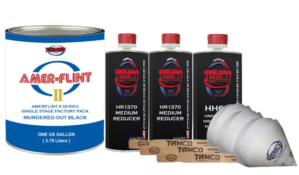 Tamco Paint Amerflint II Single Stage Factory Pack Kit Murdered Out Black Gallon with HR1370
