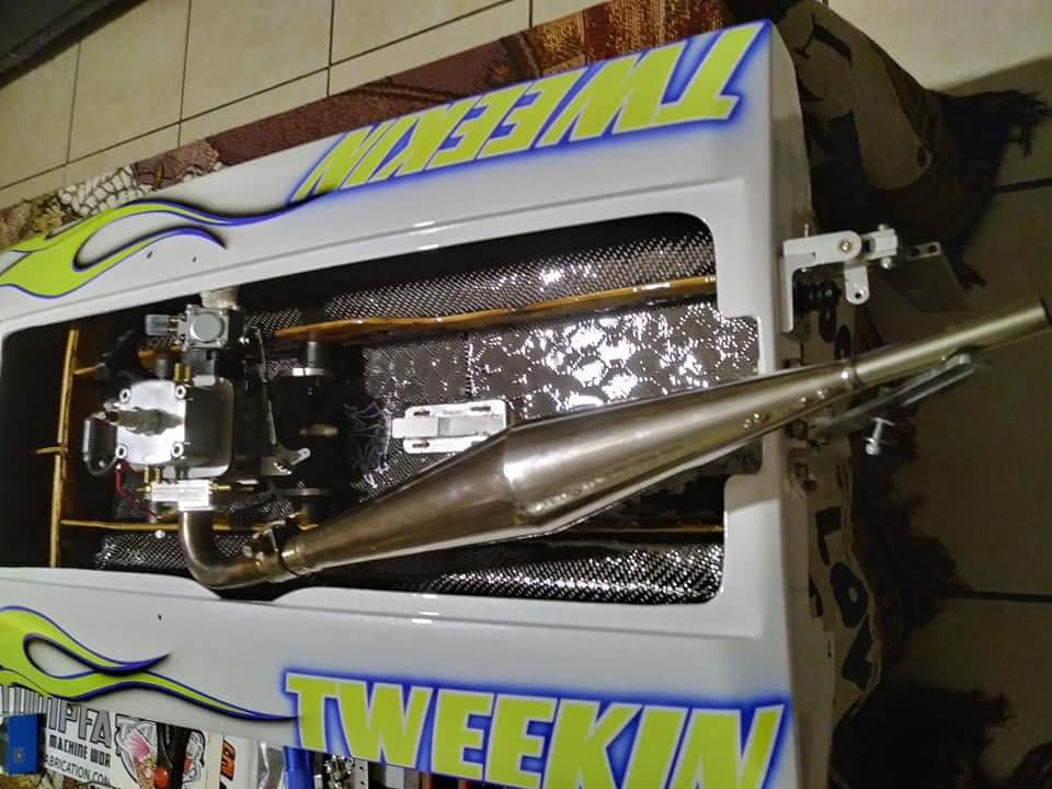 Tamco Paint Blue Nitrous on RC Catamaran Racing Boat Hull