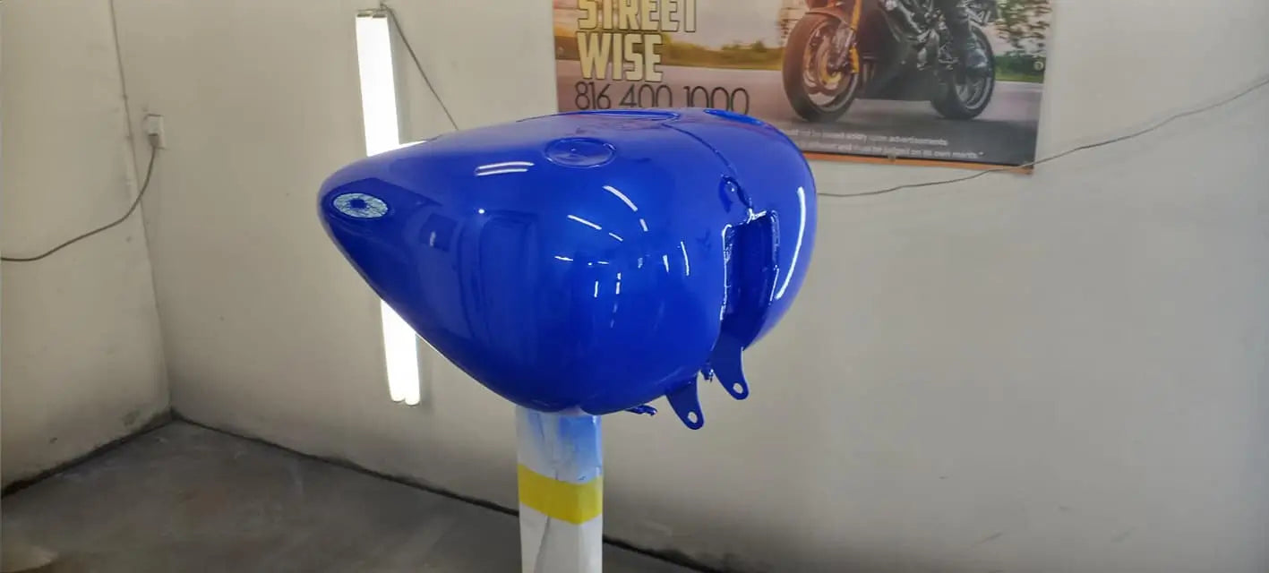 Tamco Paint Blue Nitrous on Motorcycle Fuel Tank