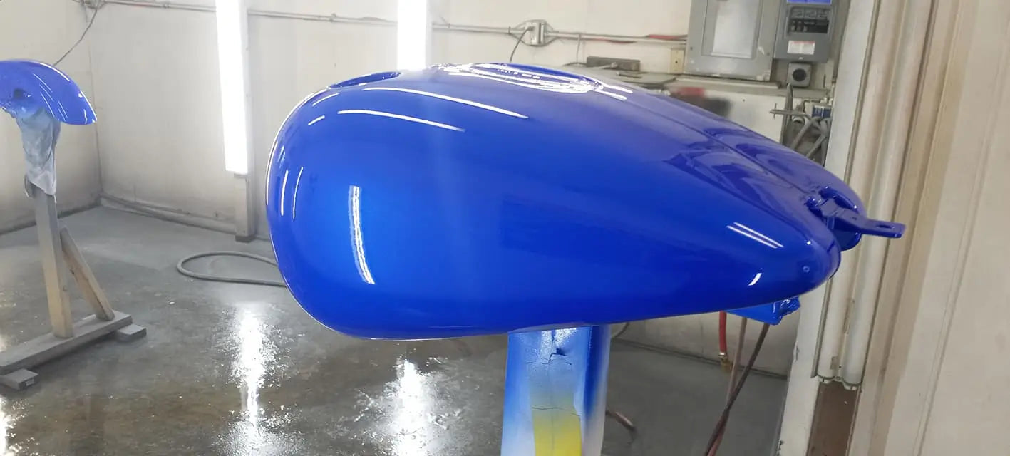 Tamco Paint Blue Nitrous on Motorcycle Fuel Tank
