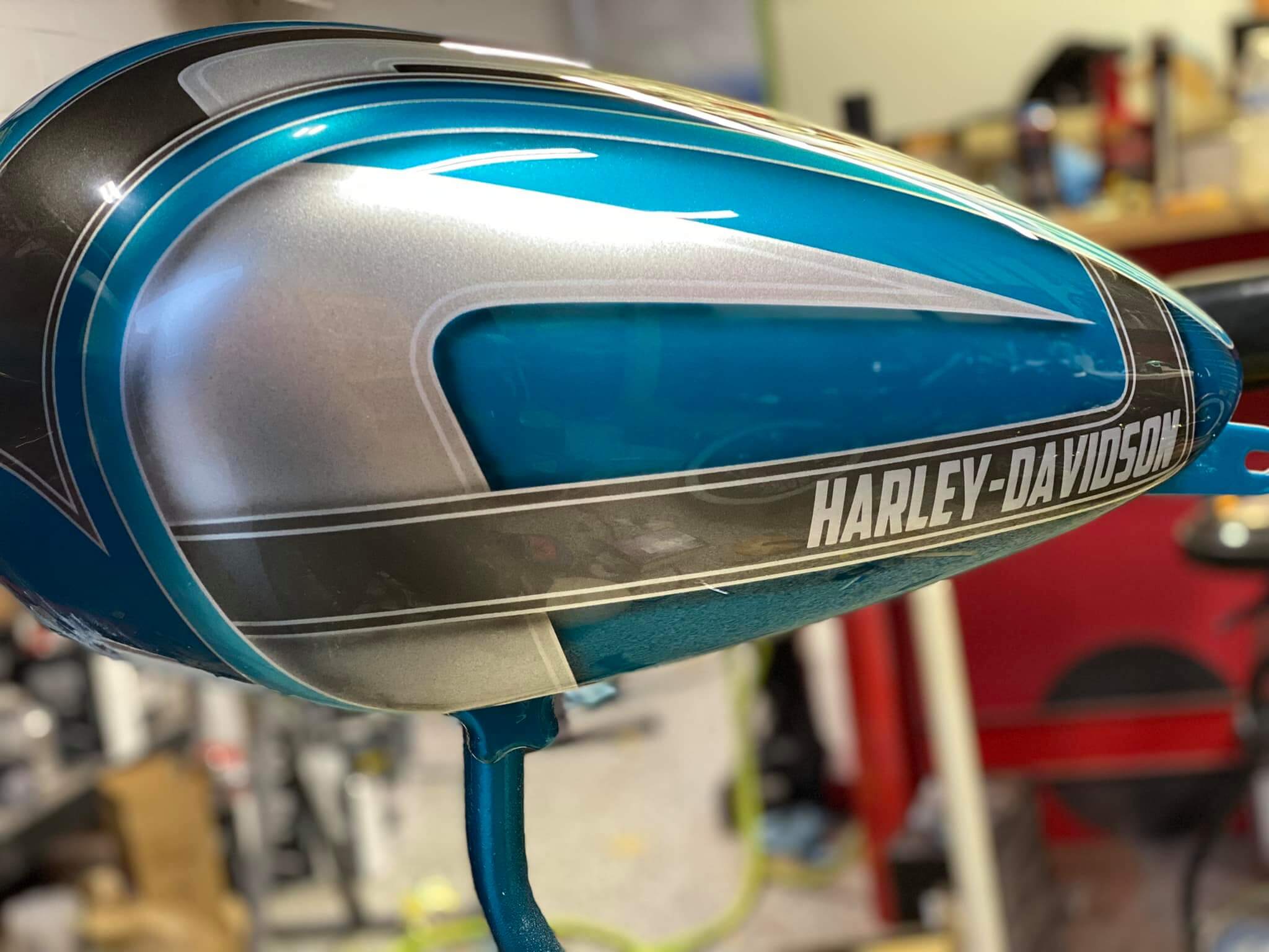 Tamco Paint Caribbean Current Pearl on Harley Davidson