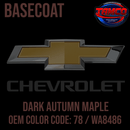 Tamco Paint Chevrolet Dark Autumn Maple OEM Color Code: 78 / WA8486 Basecoat