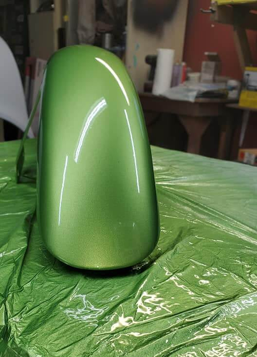 Tamco Paint Chrysler Green with Envy on Motorcycle Fender