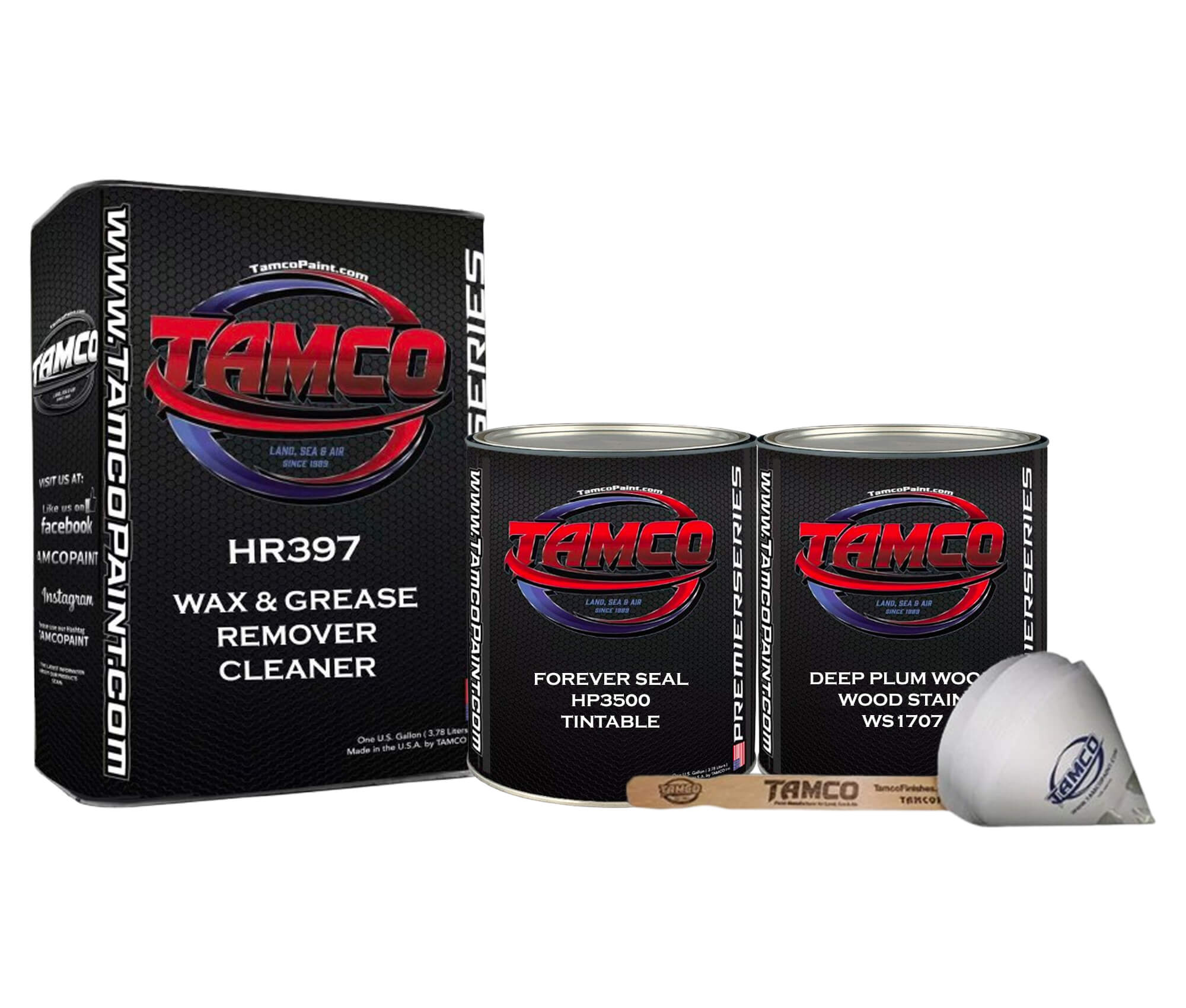 Tamco Paint Deep Plum Wood - Wood Stain Quart with HR397 Wax & Grease Remover Cleaner