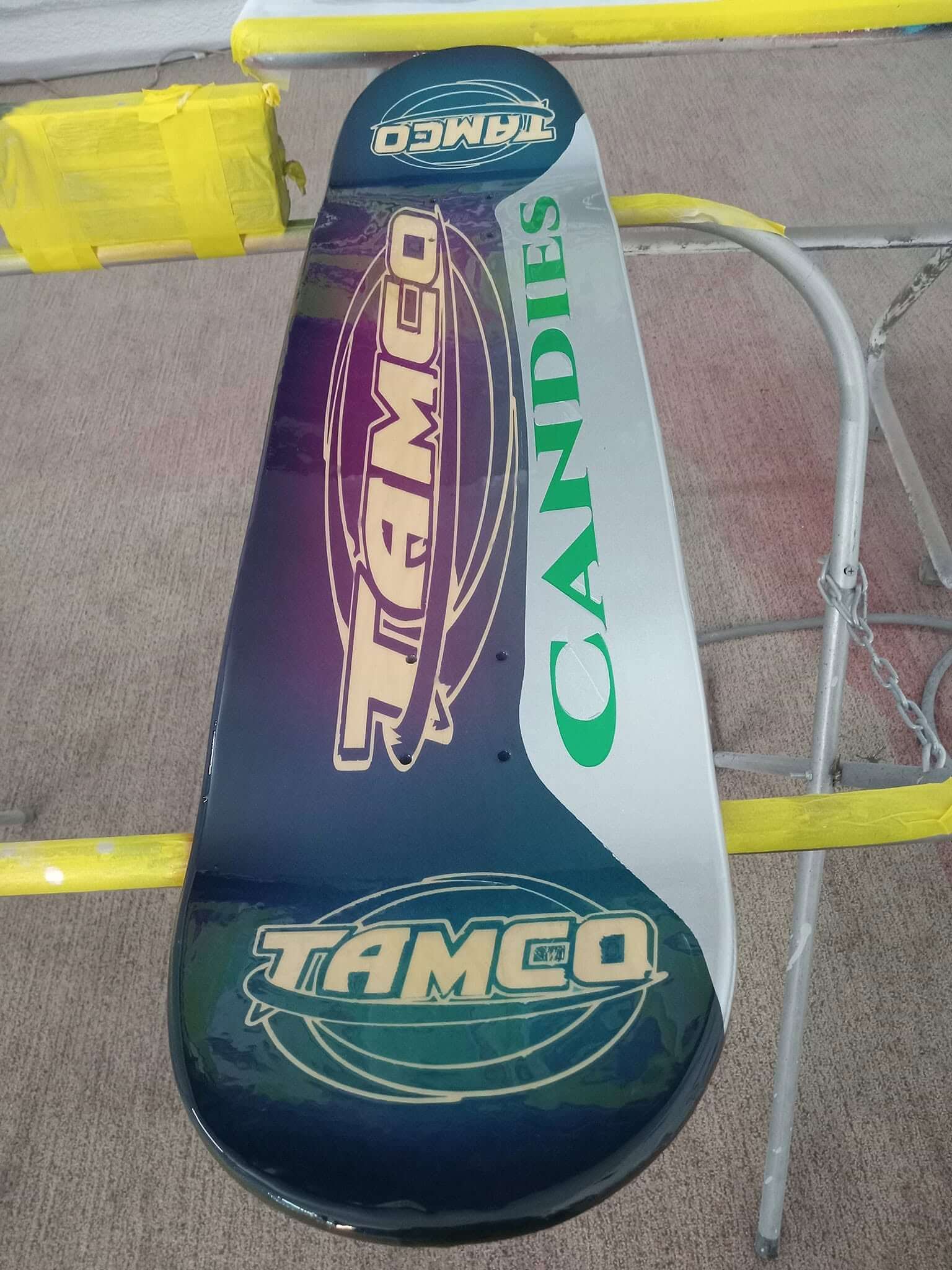 Tamco Paint European MS Clearcoat on Skateboard