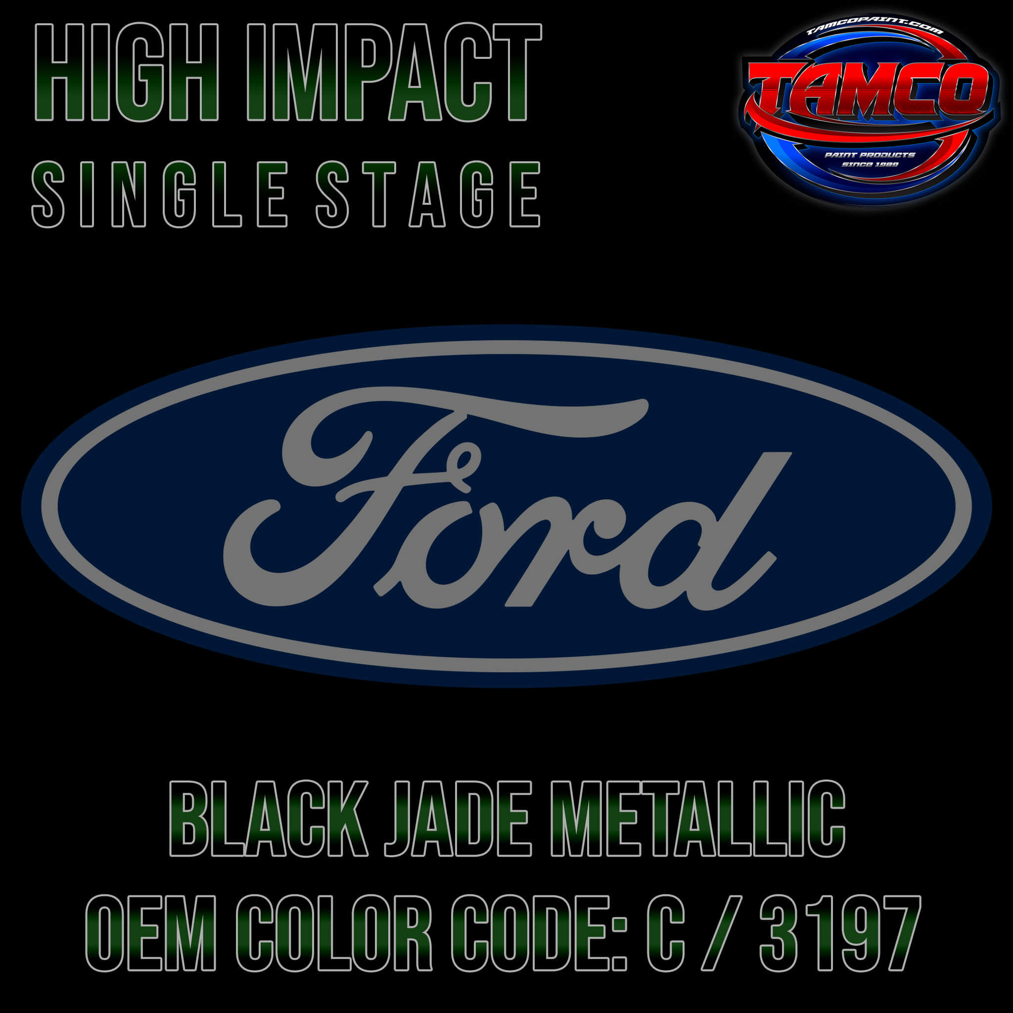 Ford Black Jade Metallic | C / 3197 | 1969-1970 | OEM High Impact Sing