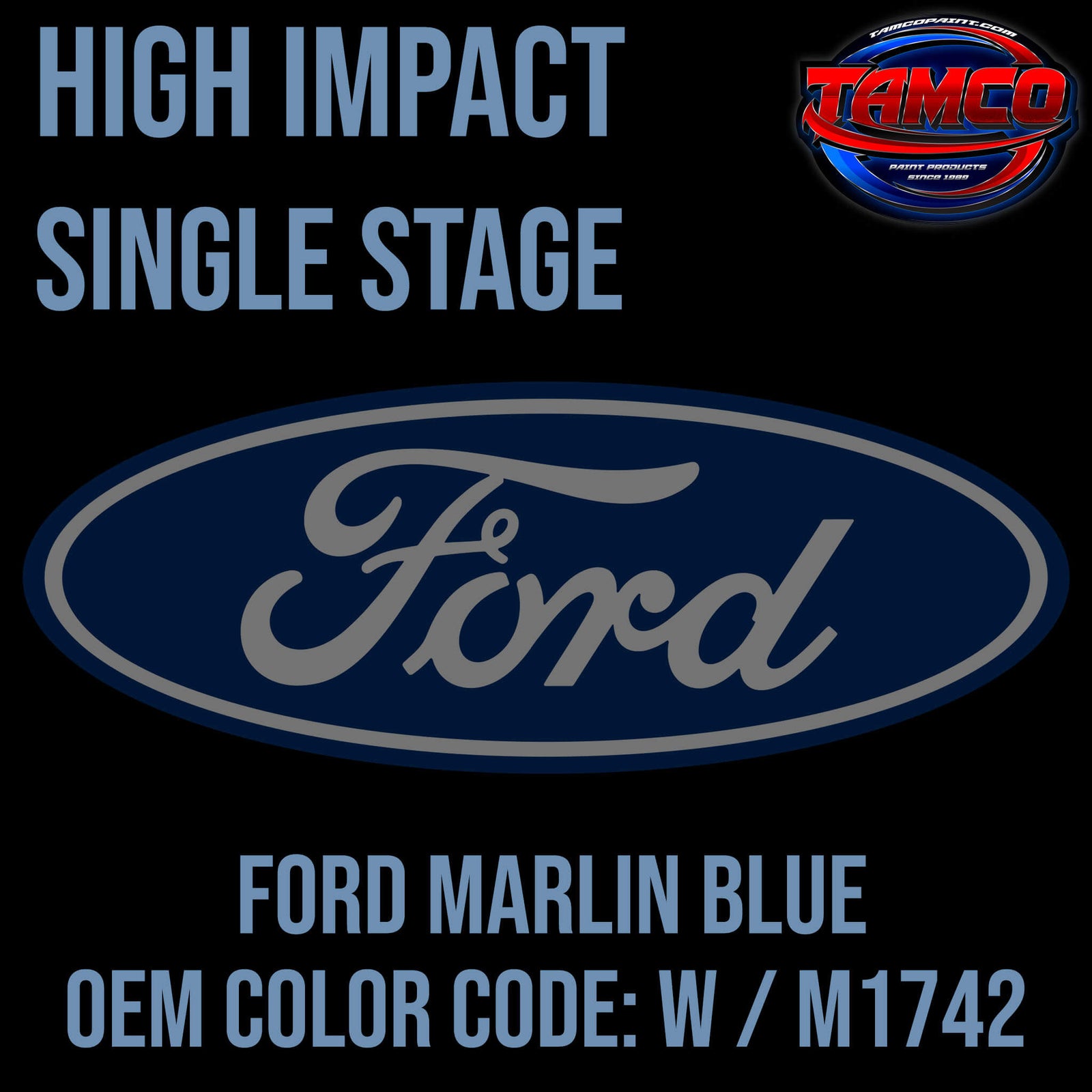 High Impact Sticker Ford Marlin Blue | W / M1742 | 1965-1990 | OEM High Impact Series Sing