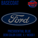 Tamco Paint Ford Presidential Blue OEM Color Code: X / M3061 Basecoat